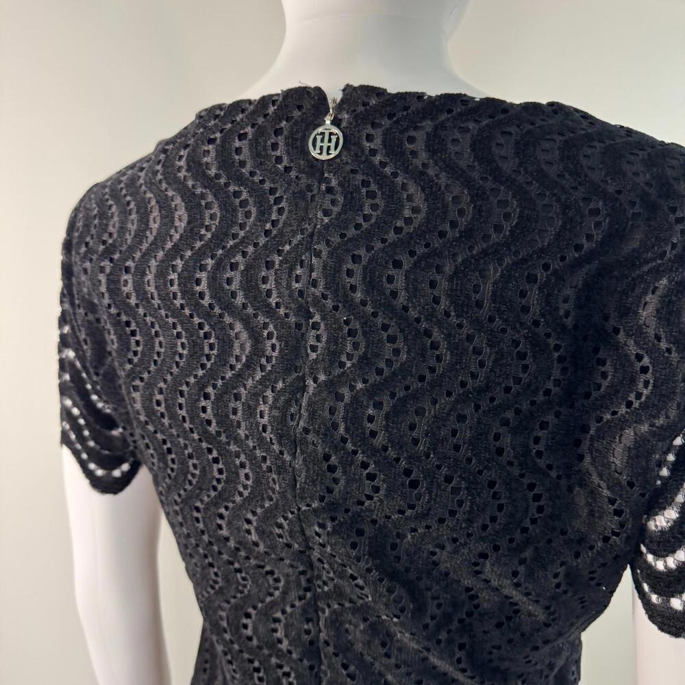 Tommy Hilfiger Women’s Lace Sheath Short Sleeve Mini Dress Black Size 4 Small - Picture 12 of 15